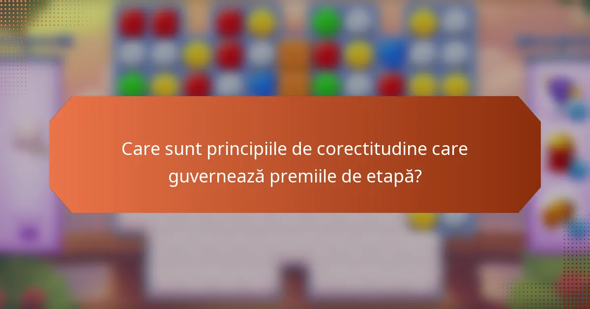 Care sunt principiile de corectitudine care guvernează premiile de etapă?