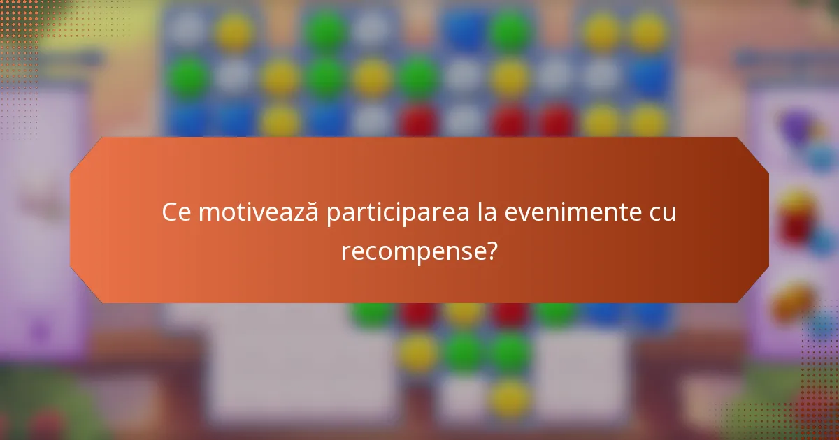 Ce motivează participarea la evenimente cu recompense?