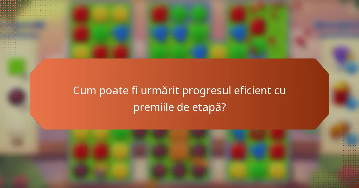 Cum poate fi urmărit progresul eficient cu premiile de etapă?