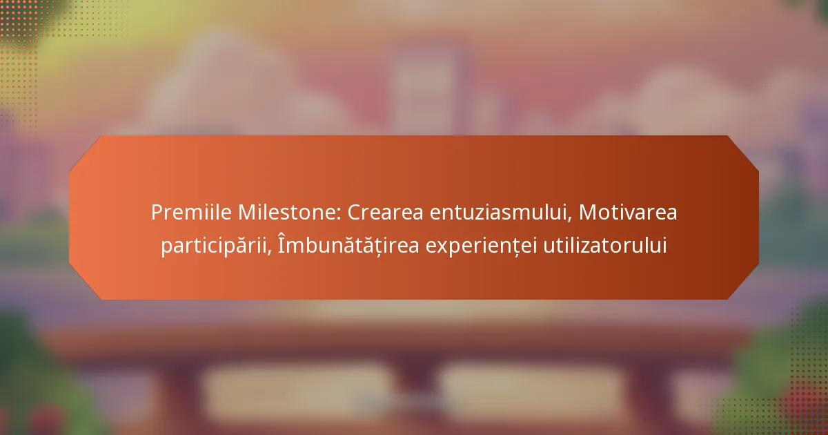 Premiile Milestone: Crearea entuziasmului, Motivarea participării, Îmbunătățirea experienței utilizatorului