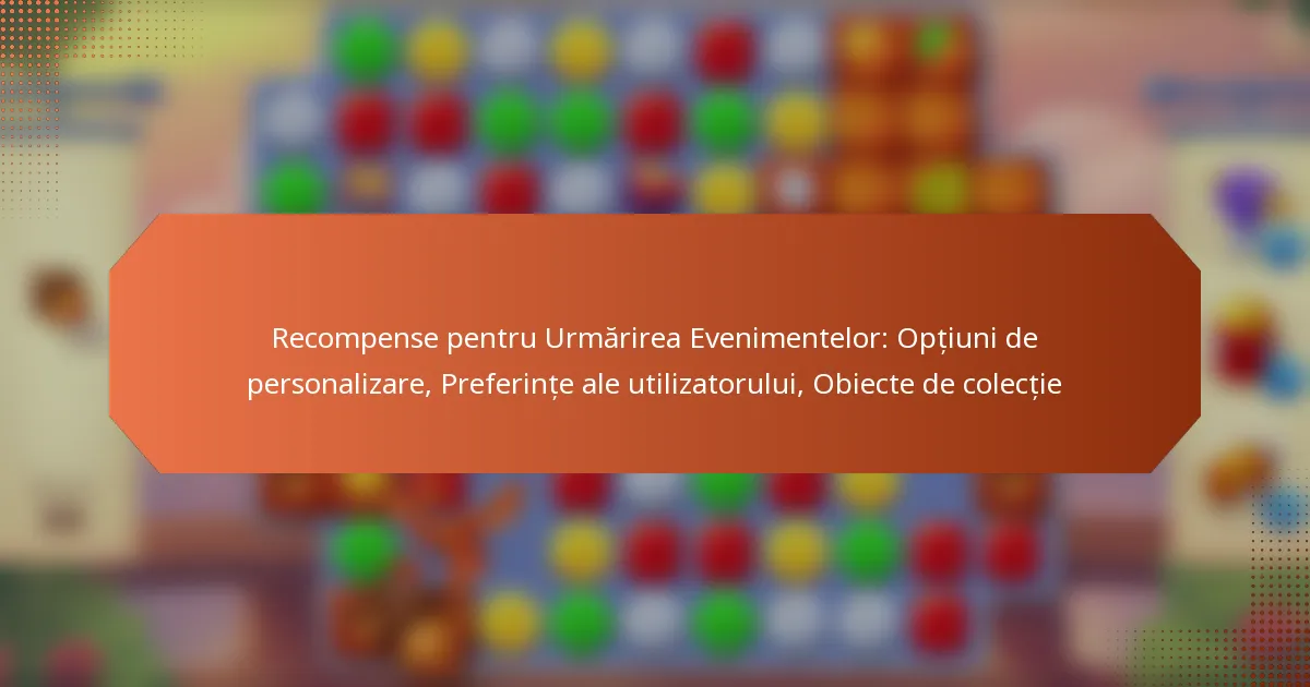 Recompense pentru Urmărirea Evenimentelor: Opțiuni de personalizare, Preferințe ale utilizatorului, Obiecte de colecție