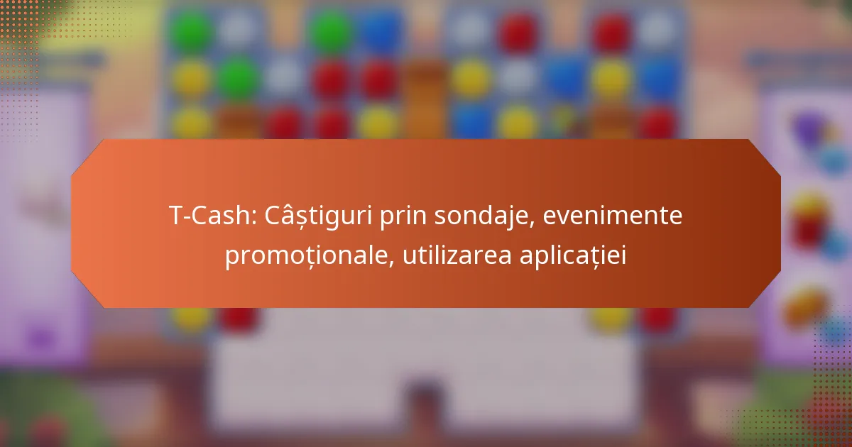 T-Cash: Câștiguri prin sondaje, evenimente promoționale, utilizarea aplicației